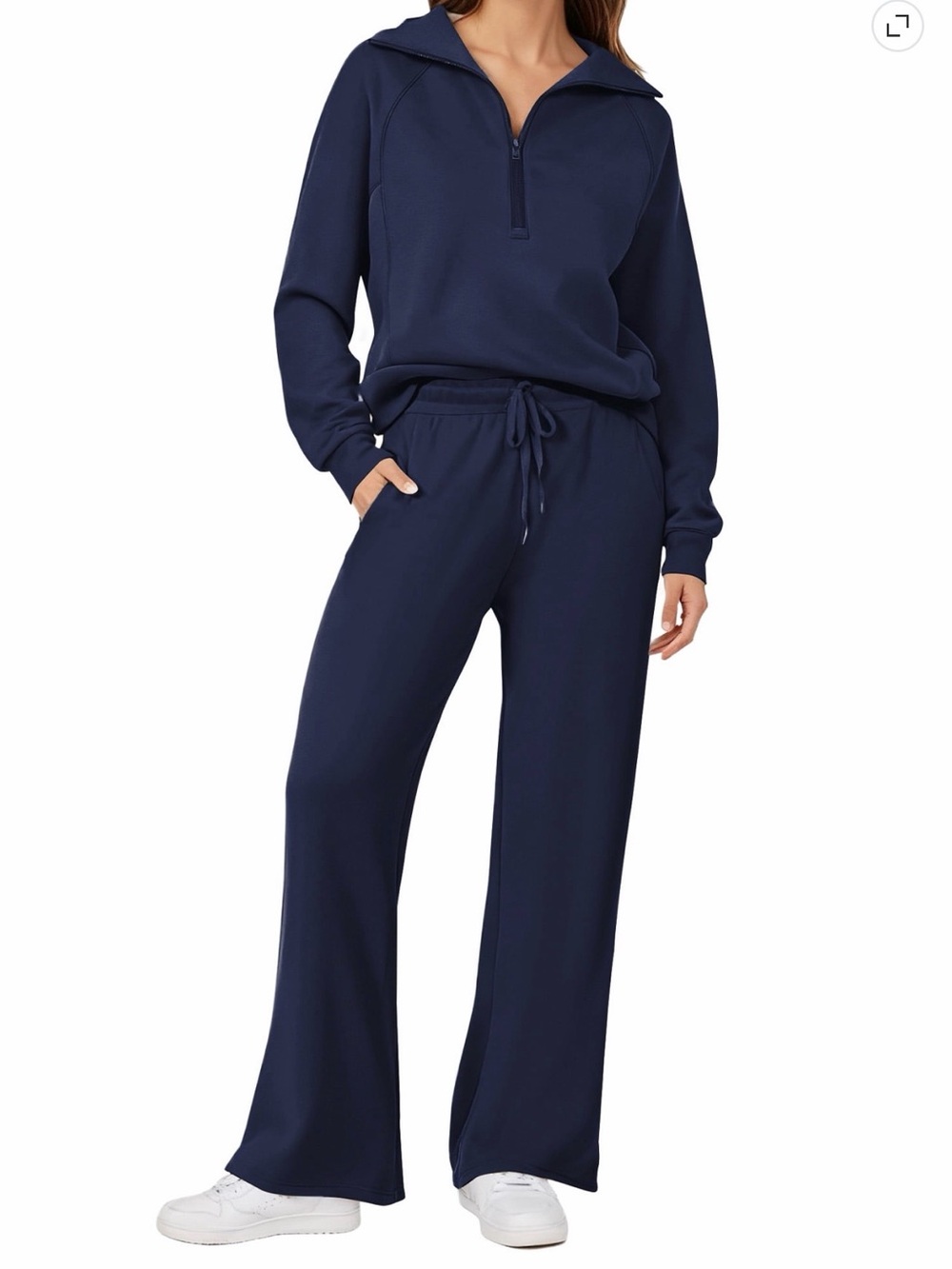 Relaxed Navy Wide-Leg Drawstring Pants